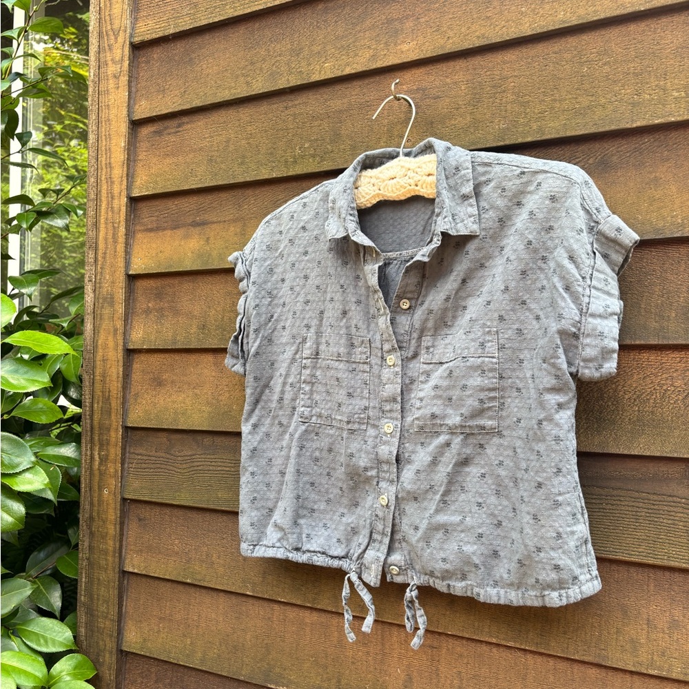 Madewell Navy Blue Short-Sleeve Button-Up Shirt
